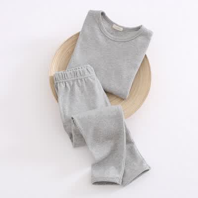 (KIDS MAM & DAD) children candy color underwear suit boys and girls home service long-sleeved air conditioning service 60158 Ma gray 100